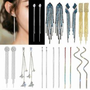    Luxury Long Chain Tassel Earrings Hanging Drop Dangle Ear Line Wedding Jewelry