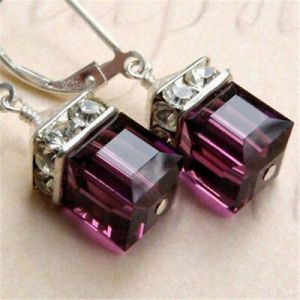    Turkish Handmade Boho Jewelry 925 Silver Amethyst Ear Stud Dangle Women Earrings