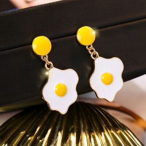    Fried Egg Cute Drop Dangle Earrings Ear Studs Fashion Accessories Jewelry