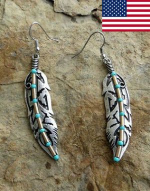    925 Silver Vintage Turquoise Dangle Ear Hook Boho Hoop Women Jewelry Earrings