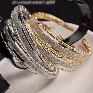    Fashion Women Matte Silver Gold Earrings Drop Ear Round Big Circle Hoop Hot Gift