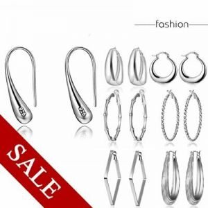    Fashion Women Silver Geometic Circle Earrings Ear Stud Hoop Party Jewlery Gift