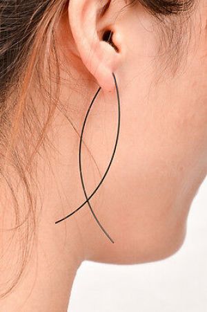    Gold Silver Black Metal Line Earrings Long Chain Ear Threader Womens Jewelry