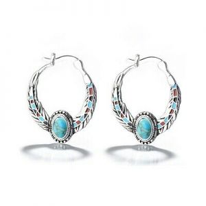    Vintage 925 Silver Turquoise Earrings Ear Hook Women Wedding Dangle Drop Jewelry