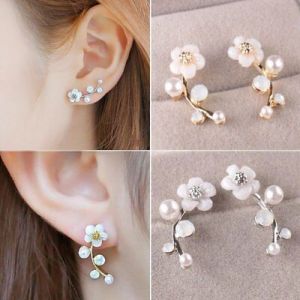    Chic Women Elegant Rhinestone Crystal Pearl Earrings Ear Stud Party Charm Gift