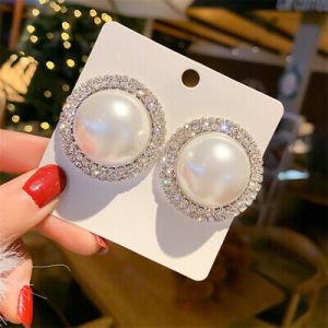    Fashion 1 Pair Women Lady Elegant Pearl Crystal Rhinestone Ear Stud Earrings NEW