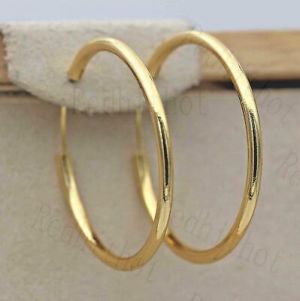   18K Gold Filled Earrings Big Circle Fashion Women Round Ear Hoop Stud Jewelry HB