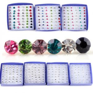    20 Pairs/Set Fashion Crystal Cute Ear Stud Earrings Women Jewelry New Year Gift