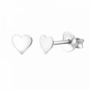    Plain 925 Sterling Silver Flat Heart Ear Studs Earrings