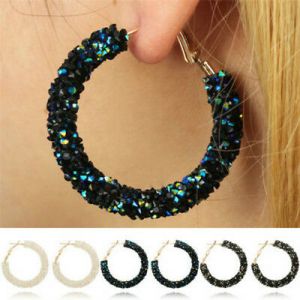    Fashion Women Elegant Hook Earrings Beads Crystal Ear Stud Dangle Hoops Jewelry