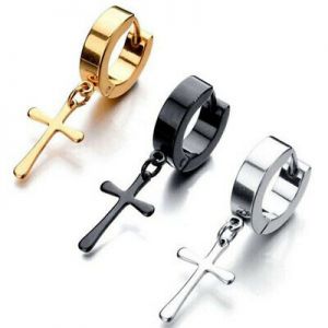    1 PC Women Men Titanium Steel Cross Earrings Ear Stud Jewelry Charm Punk Earring