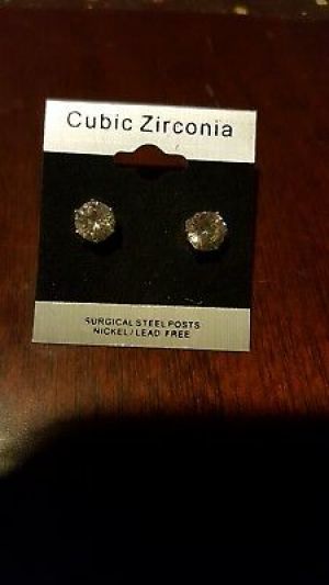    New Women&#039;s Girls Boys Mens Cubic Zirconia 7mm Stud Earrings Lead Nickel Free