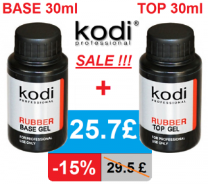    BASE + TOP 30ml. Kodi Professional Rubber. sale 15%! Gel nail LED/UV ORIGINAL