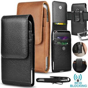    Cell Phone Holster Pouch Leather Wallet Case with Belt Loop for iphone Samsung