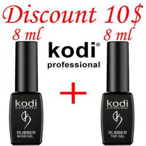    BEST PRICE! 2 pcs. 8 ml. Kodi Professional - Gel LED/UV Rubber TOP + Rubber Base