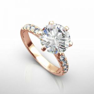    REAL DIAMOND ROUND RING SIX PRONG WOMENS 1.5 CARATS SI2 14K ROSE GOLD RED ESTATE