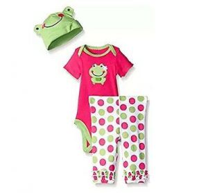    Gerber Girl 3-Pc Pink Frog Set Onesie, Pants & Cap Size 3/6M BABY CLOTHES GIFT