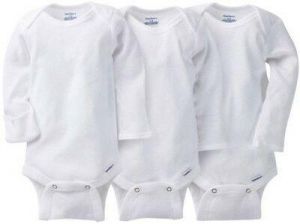    GERBER Baby Boy or Girl Unisex 3-Pack Long Sleeve Onesies - White - BRAND NEW