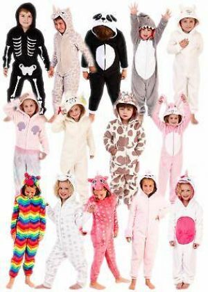    Kids Boys Girls Soft Coral Fleece Novelty Animal 3D All in One 1Onesie with Hood