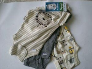    Gerber Baby Boys 3 Pack Organic Cotton Onesies 0-3 Months Bodysuits