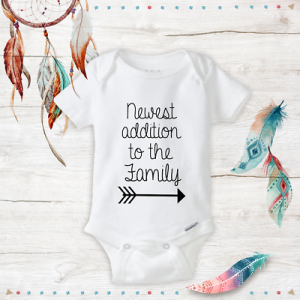    Newest Addition To the Family Organic Baby Unisex/Boy/Girl Onesies Baby Gifts