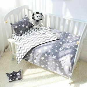    Cotton Crib Bed Linen Kit Bedding Set Includes Pillowcase Bed Sheet Duvet Cover