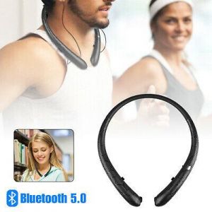    Sweatproof Neckband Headset Wireless Bluetooth Retractable Headphones Earbuds